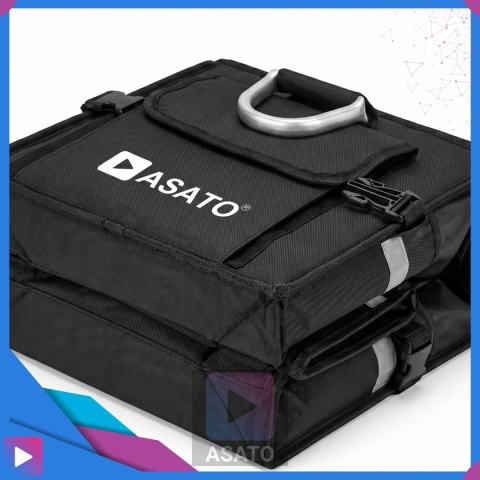 Organizer do bagażnika samochodowego LUX 1F ASATO® składany 60x35x30 cm z klapą i przegrodami