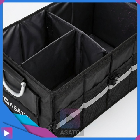 Organizer do bagażnika samochodowego LUX 1F ASATO® składany 60x35x30 cm z klapą i przegrodami