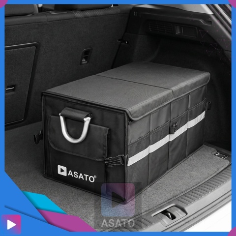 Organizer do bagażnika samochodowego LUX 1F ASATO® składany 60x35x30 cm z klapą i przegrodami