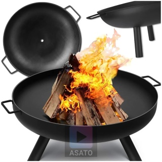 Palenisko ogrodowe na grill kociołek 60cm do ogniska stalowe czarne uchwyty