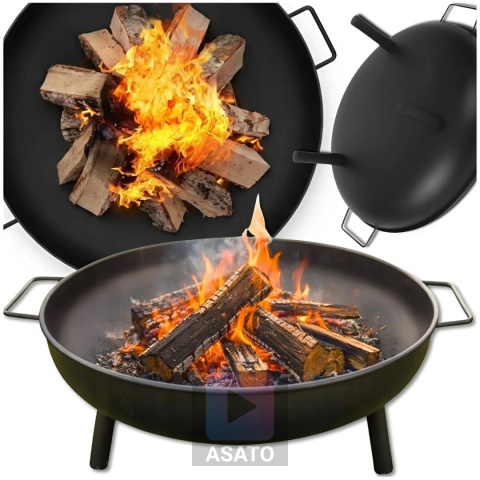 Palenisko ogrodowe na grill kociołek 60cm do ogniska stalowe czarne uchwyty