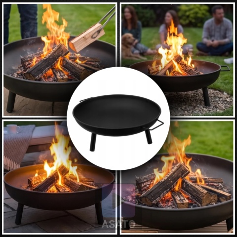 Palenisko ogrodowe na grill kociołek 60cm do ogniska stalowe czarne uchwyty
