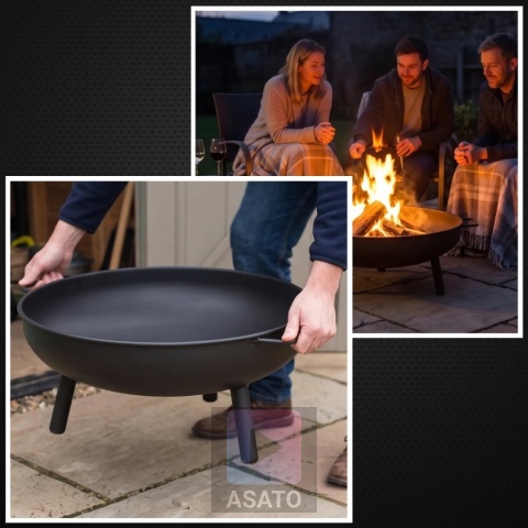 Palenisko ogrodowe na grill kociołek 60cm do ogniska stalowe czarne uchwyty
