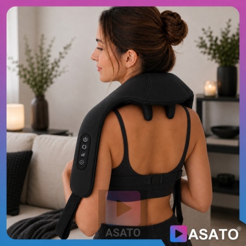 Masażer do Szyi Karku SHIATSU BEZPRZEWODOWY Medical PRO do Pleców Ramion Premium Czarny