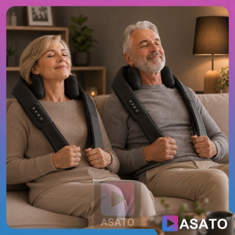 Masażer do Szyi Karku SHIATSU BEZPRZEWODOWY Medical PRO do Pleców Ramion Premium Czarny