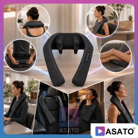Masażer do Szyi Karku SHIATSU BEZPRZEWODOWY Medical PRO do Pleców Ramion Premium Czarny