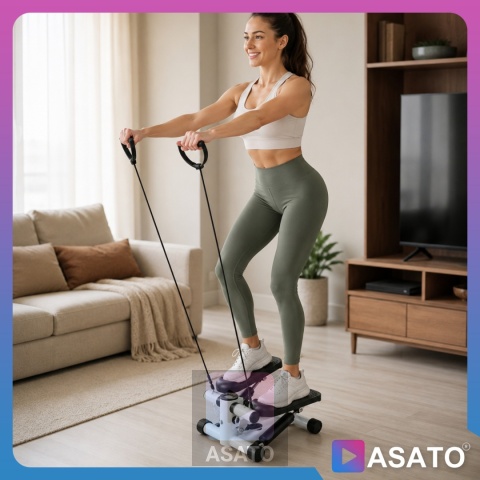 Stepper Skrętny z Linkami Steper Do Ćwiczeń z Linkami Ekspanderami + licznik LCD