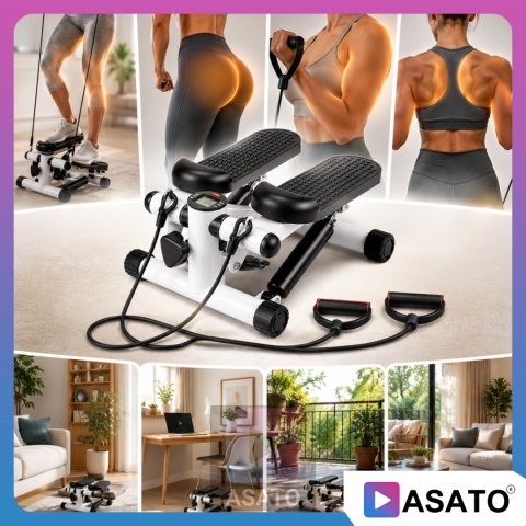 Stepper Skrętny z Linkami Steper Do Ćwiczeń z Linkami Ekspanderami + licznik LCD