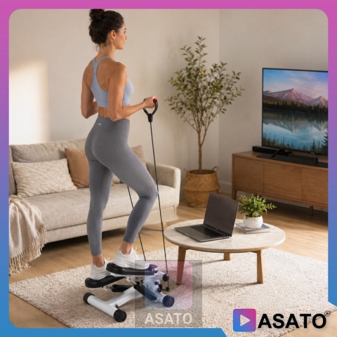 Stepper Skrętny z Linkami Steper Do Ćwiczeń z Linkami Ekspanderami + licznik LCD