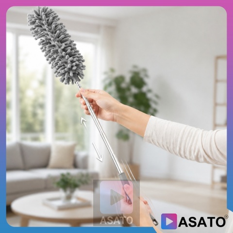 Szczotka do Kurzu 3w1 Teleskopowa 250 cm Zestaw 3 Końcówki Mikrofibra ASATO®