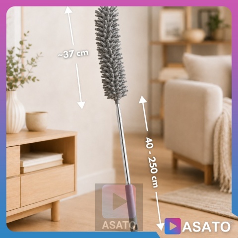 Szczotka do Kurzu 3w1 Teleskopowa 250 cm Zestaw 3 Końcówki Mikrofibra ASATO®