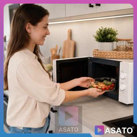 Pojemniki Szklane na Żywność 4 szt Żaroodporne Hermetyczne Lunchbox ASATO®