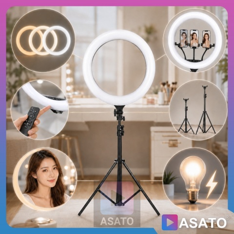 Lampa Pierścieniowa LED 240W Ring 45cm Duża ze Statywem 220cm do Telefonu Makijaż YouTube