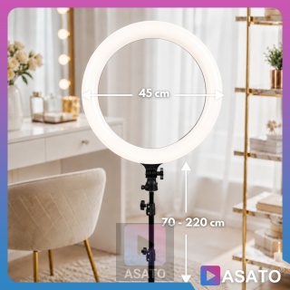 Lampa Pierścieniowa LED 240W Ring 45cm Duża ze Statywem 220cm do Telefonu Makijaż YouTube