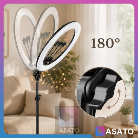 Lampa Pierścieniowa LED 240W Ring 45cm Duża ze Statywem 220cm do Telefonu Makijaż YouTube