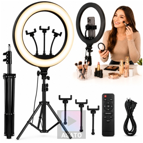 Lampa Pierścieniowa LED 240W Ring 45cm Duża ze Statywem 220cm do Telefonu Makijaż YouTube