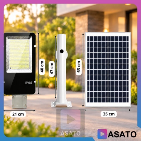 Lampa Uliczna Solarna 2000W DUŻA LATARNIA ze Słupem i Panelem Słonecznym