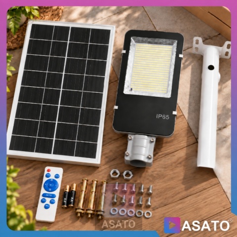 Lampa Uliczna Solarna 2000W DUŻA LATARNIA ze Słupem i Panelem Słonecznym