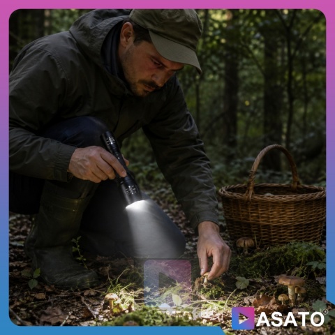 Latarka Taktyczna 2w1 LED + UV Survivalowa Zoom Wojskowa Akumulatorowa z Ładowarką