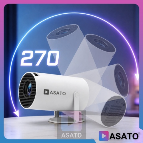 Projektor Smart Mini ASATO® Rzutnik HDMI - Android TV WiFi Bluetooth 5.0 - HD 720p 4K Ready - Ekran 150''
